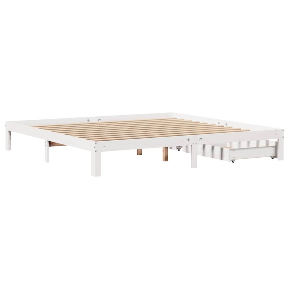Estructura de cama cajones madera maciza pino blanco 180x200