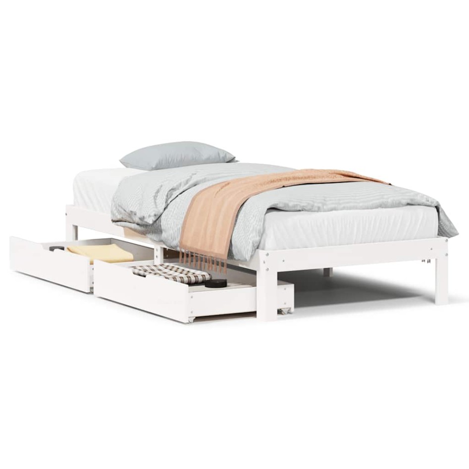 Estructura cama con cajones madera maciza pino blanco 90x200