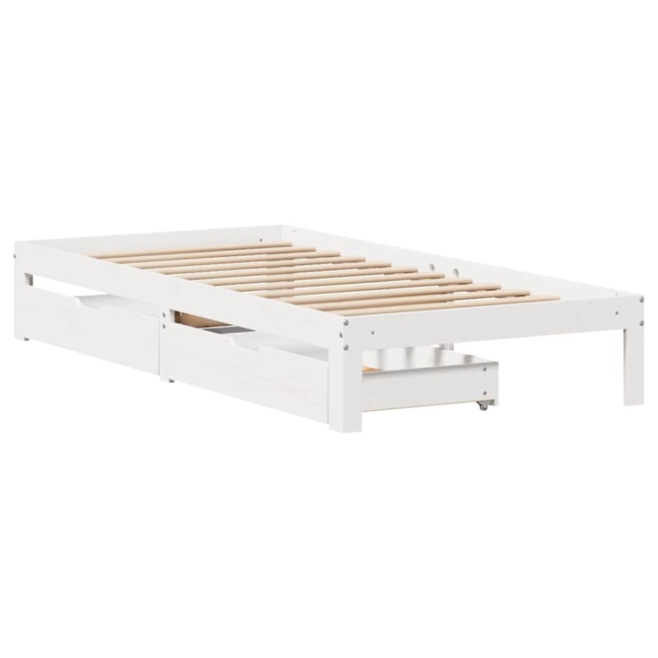 Estructura cama con cajones madera maciza pino blanco 90x200