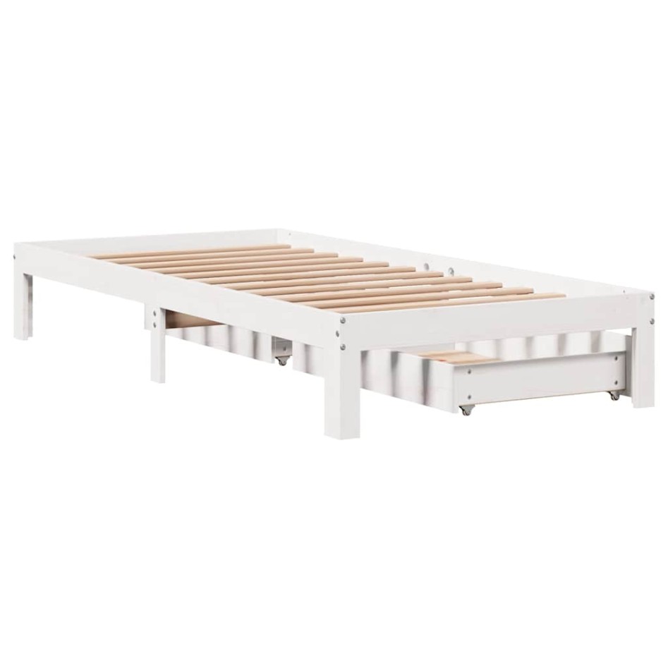 Estructura cama con cajones madera maciza pino blanco 90x200