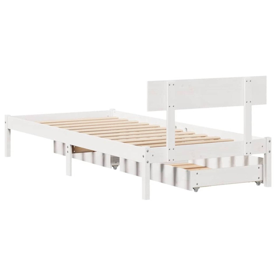 Estructura de cama sin colchón madera maciza blanca 75x190