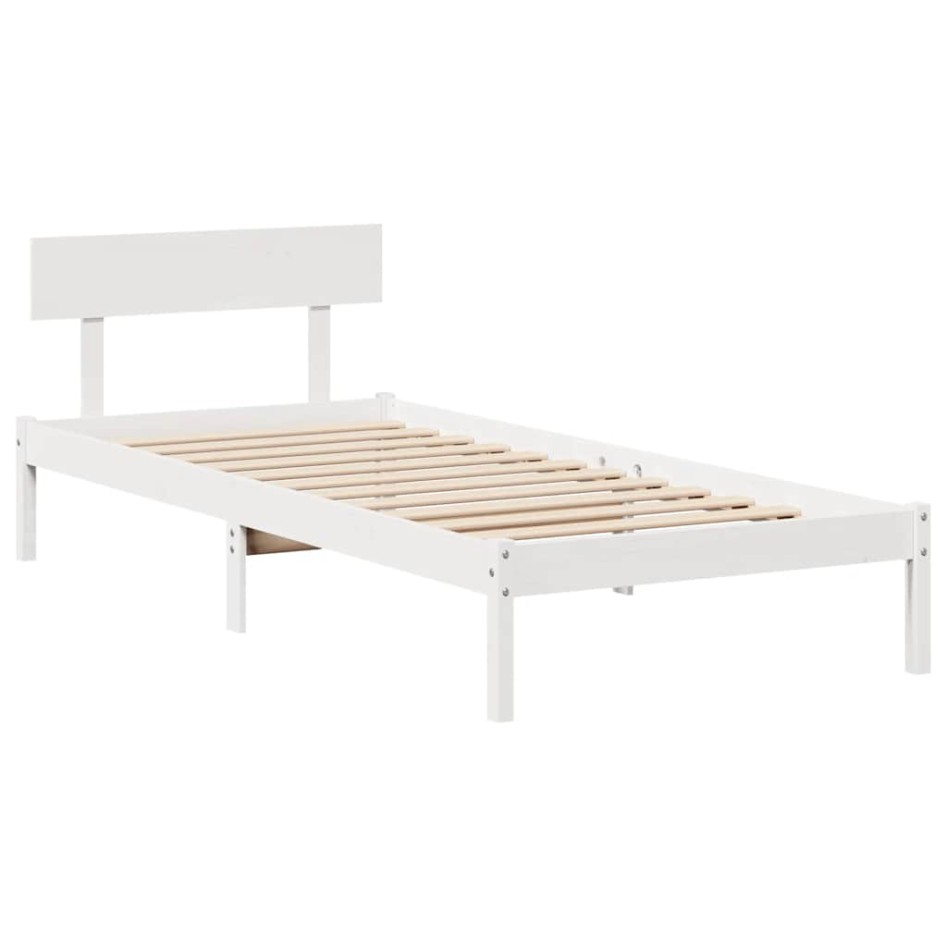 Estructura de cama sin colchón madera maciza blanca 75x190