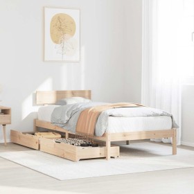 Estructura de cama sin colchón madera maciza de pino 90x200
