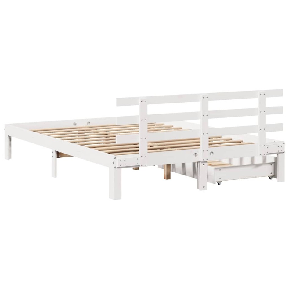 Estructura de cama con cajones madera de pino blanca