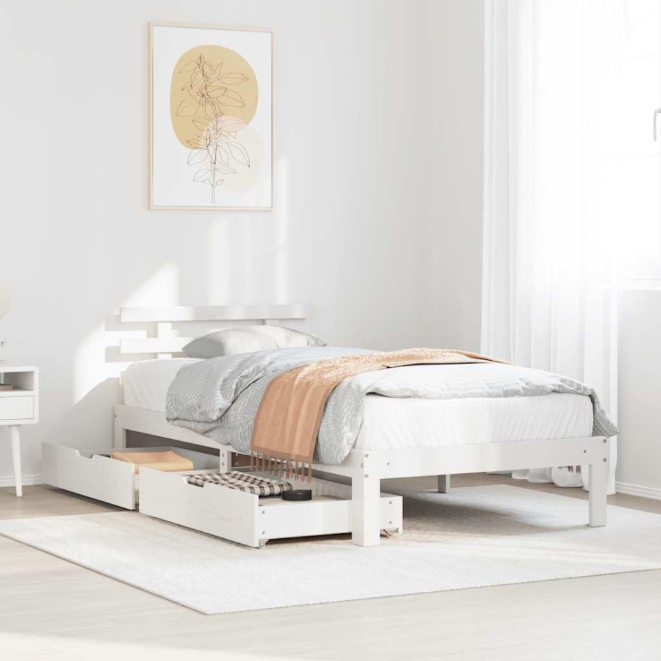 Estructura cama con cajones madera maciza pino blanco