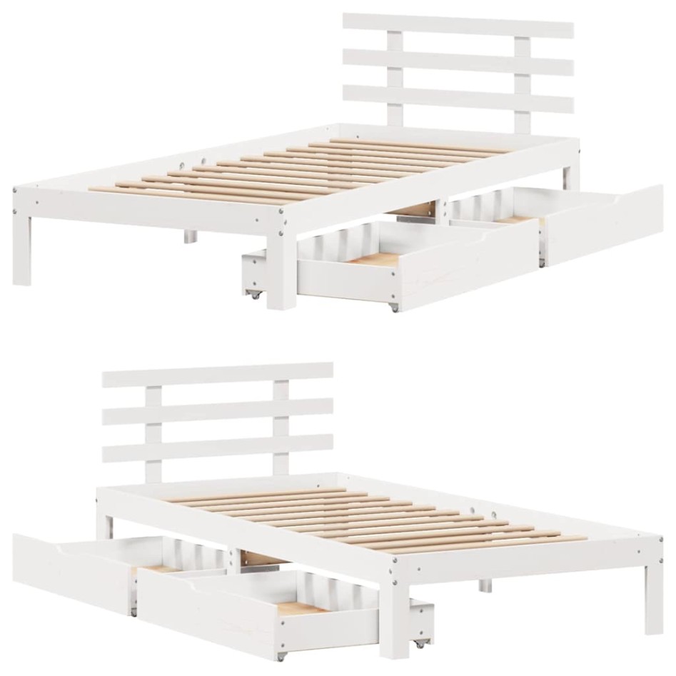 Estructura cama con cajones madera maciza pino blanco
