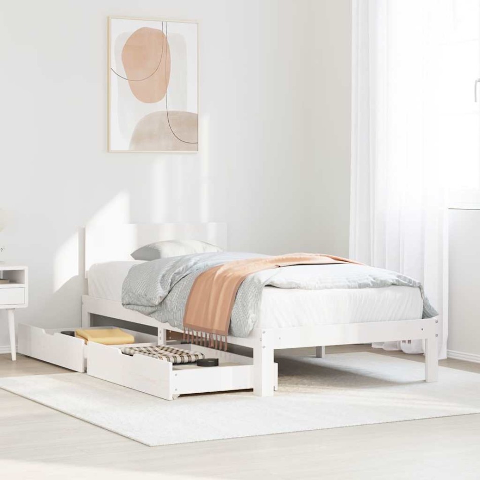 Estructura cama con cajones madera maciza pino blanco