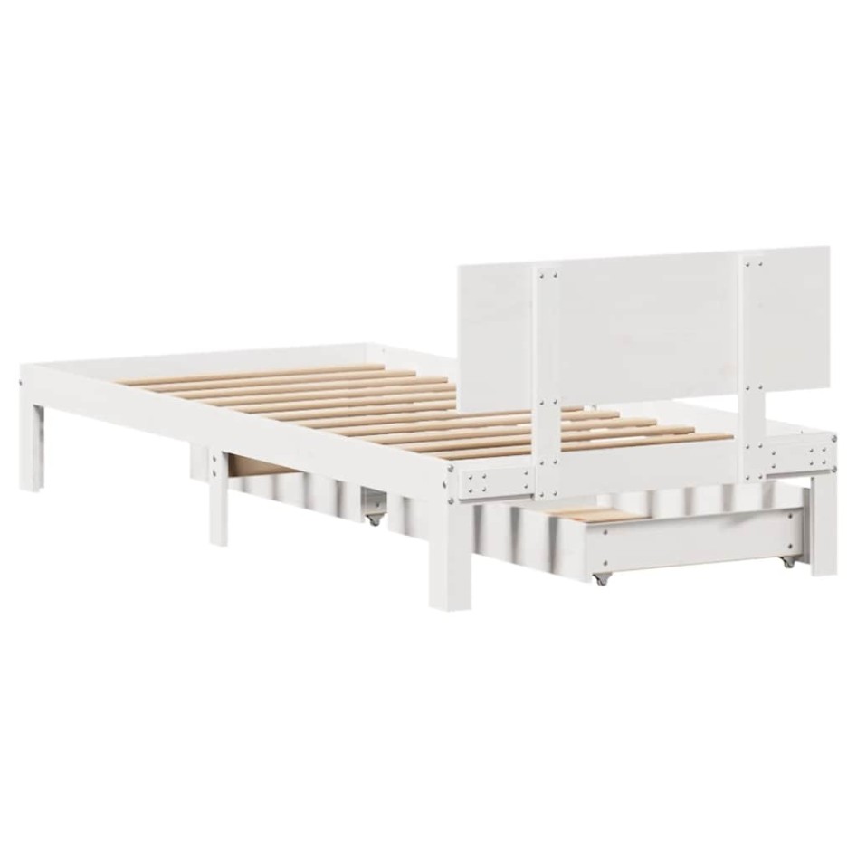 Estructura cama con cajones madera maciza pino blanco 75x190