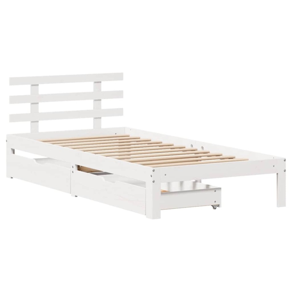 Estructura cama con cajones madera maciza pino blanco 75x190