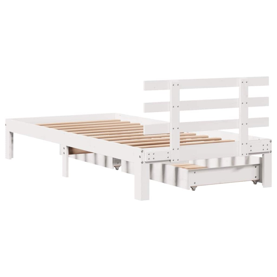 Estructura cama con cajones madera maciza pino blanco 75x190