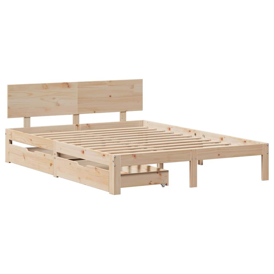 Estructura de cama con cajones madera maciza de pino 135x190