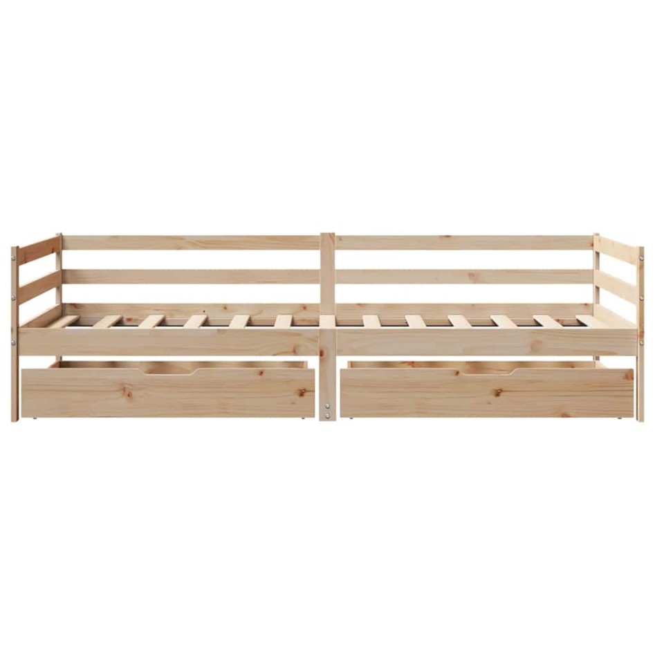 Sofá cama con cajones madera maciza de pino 90x200