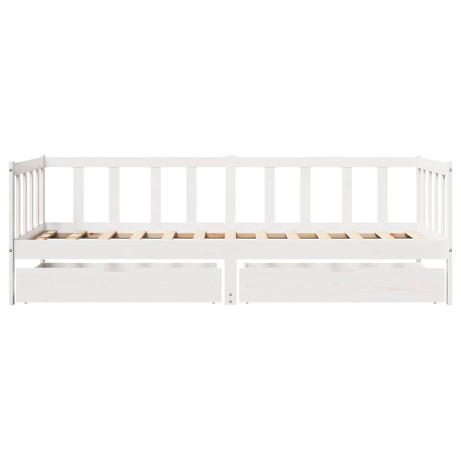 Sofá cama con cajones madera maciza de pino blanco 90x200