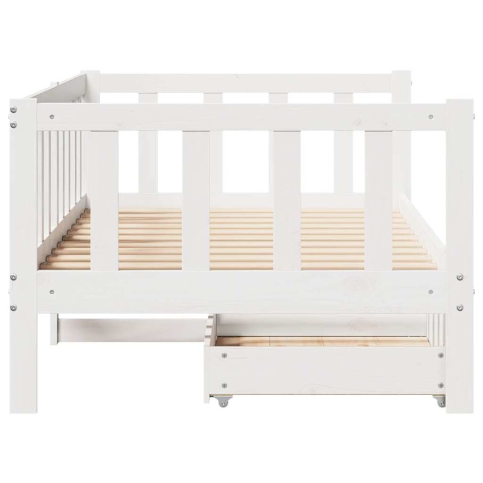 Sofá cama con cajones madera maciza de pino blanco 90x200