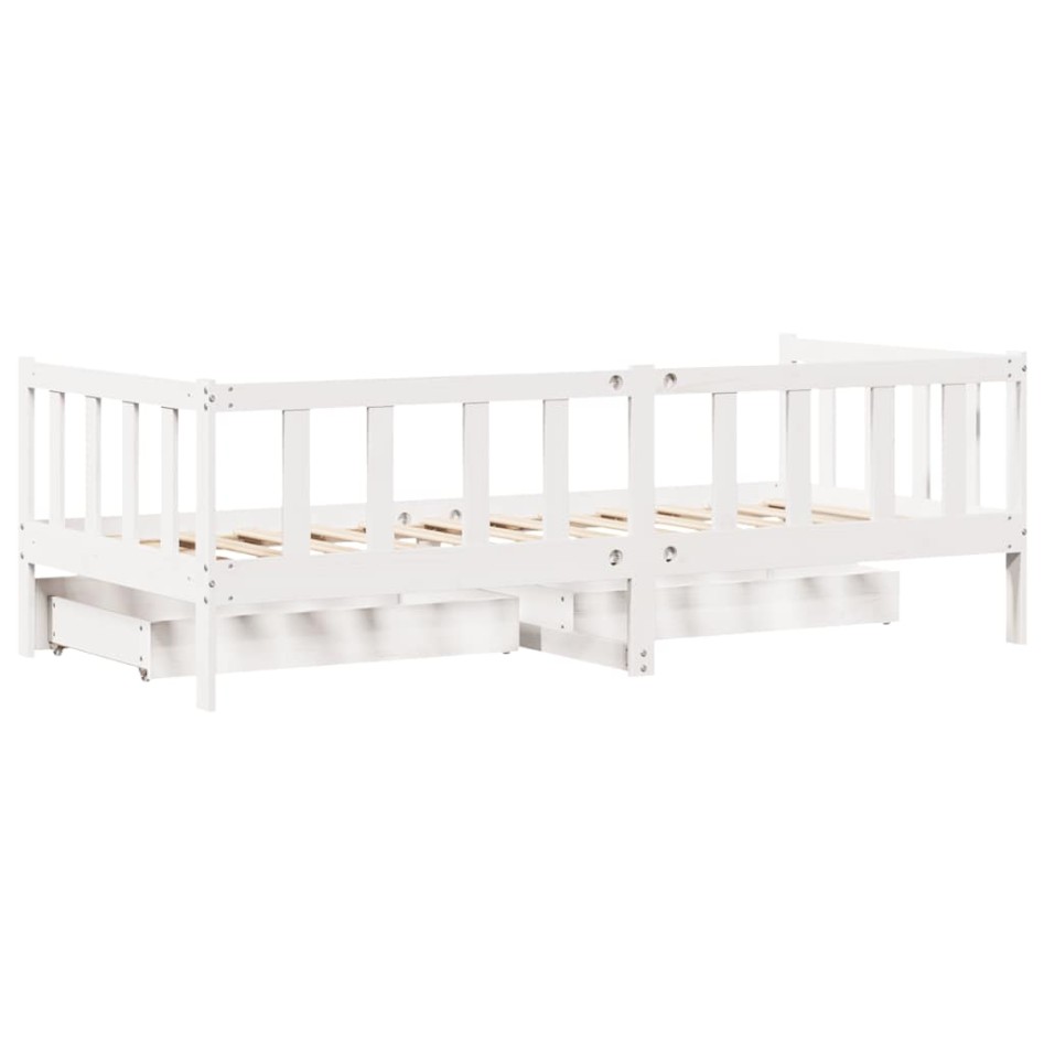 Sofá cama con cajones madera maciza de pino blanco 90x200