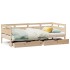 Sofá cama con cajones madera maciza de pino 80x200