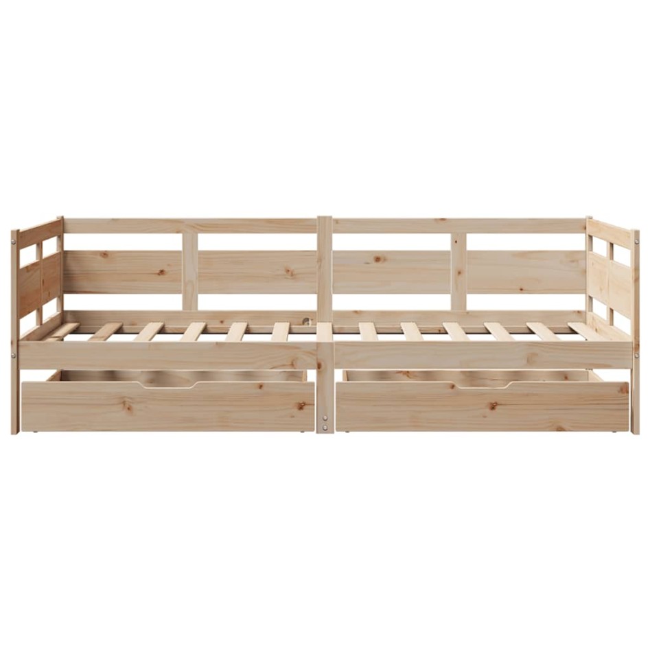 Sofá cama con cajones madera maciza de pino 80x200