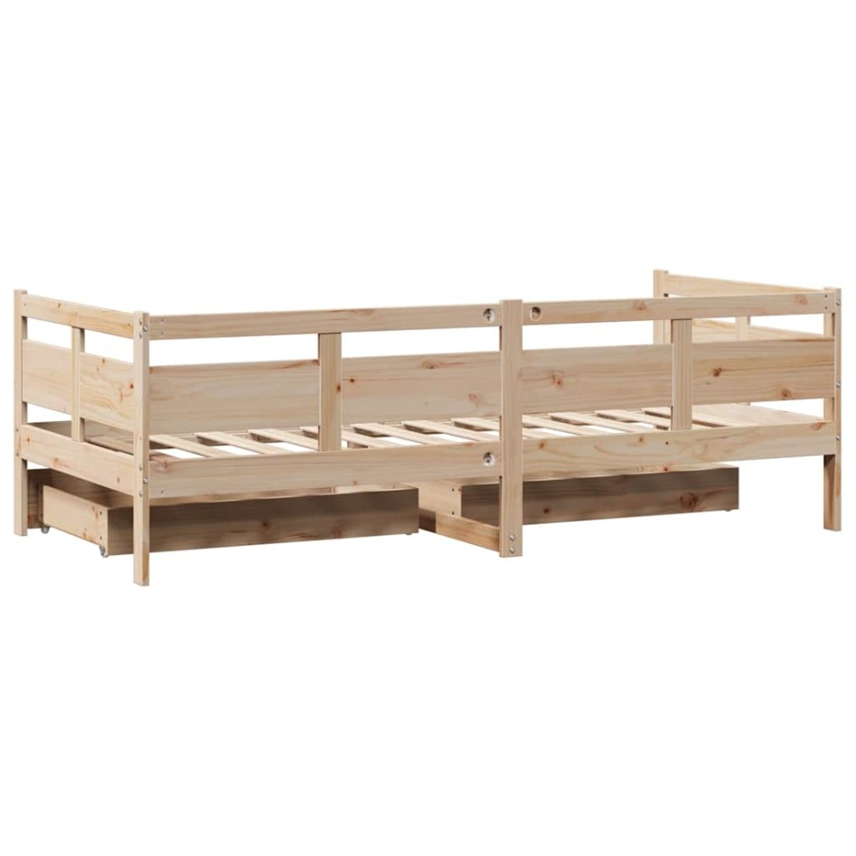 Sofá cama con cajones madera maciza de pino 80x200