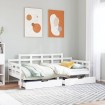 Sofá cama con cajones madera maciza de pino blanco 90x200 cm