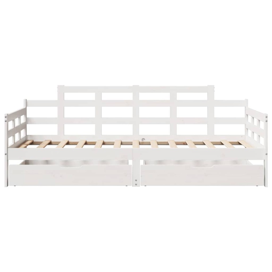 Sofá cama con cajones madera maciza de pino blanco 90x200