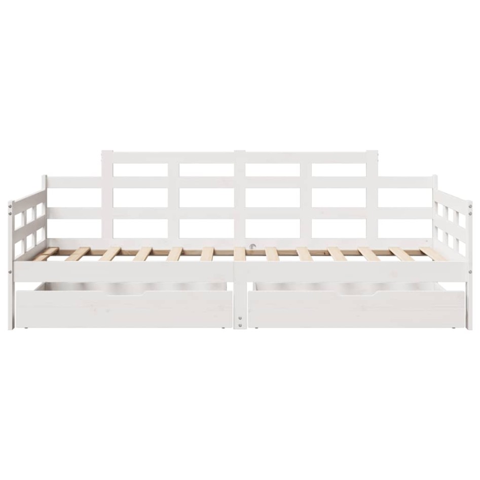 Sofá cama con cajones madera maciza de pino blanca 80x200