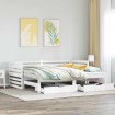 Sofá cama con cajones madera maciza de pino blanco 90x200 cm