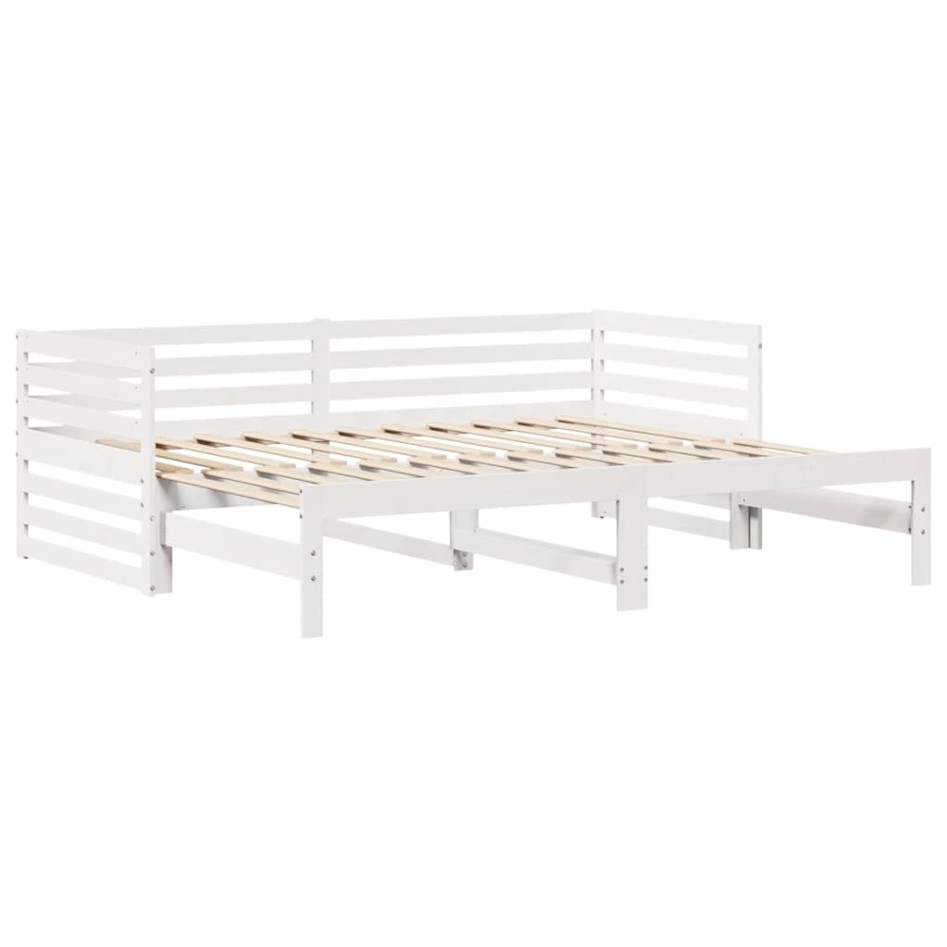 Sofá cama con cajones madera maciza de pino blanco 90x200