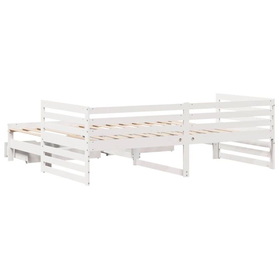 Sofá cama con cajones madera maciza de pino blanco 90x200