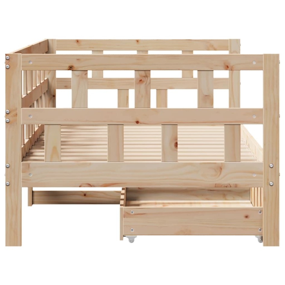 Sofá cama con cajones madera maciza de pino 80x200