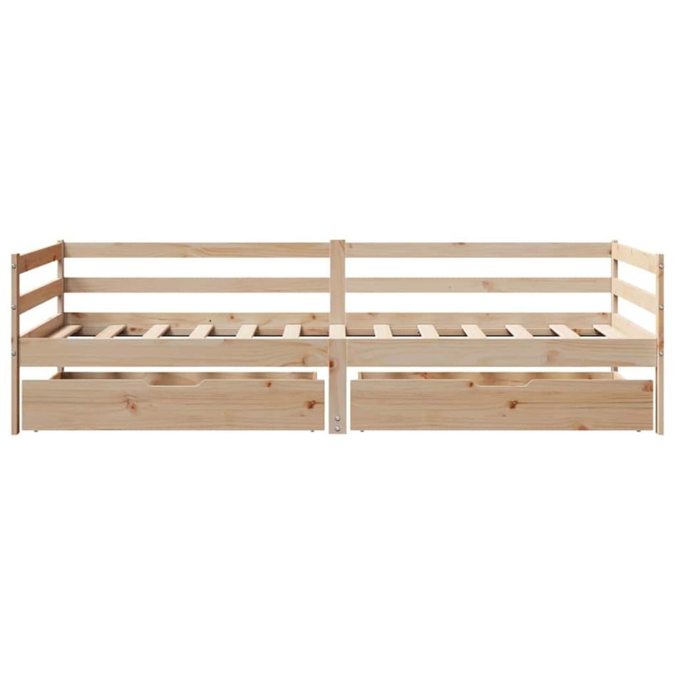 Sofá cama con cajones madera maciza de pino 80x200