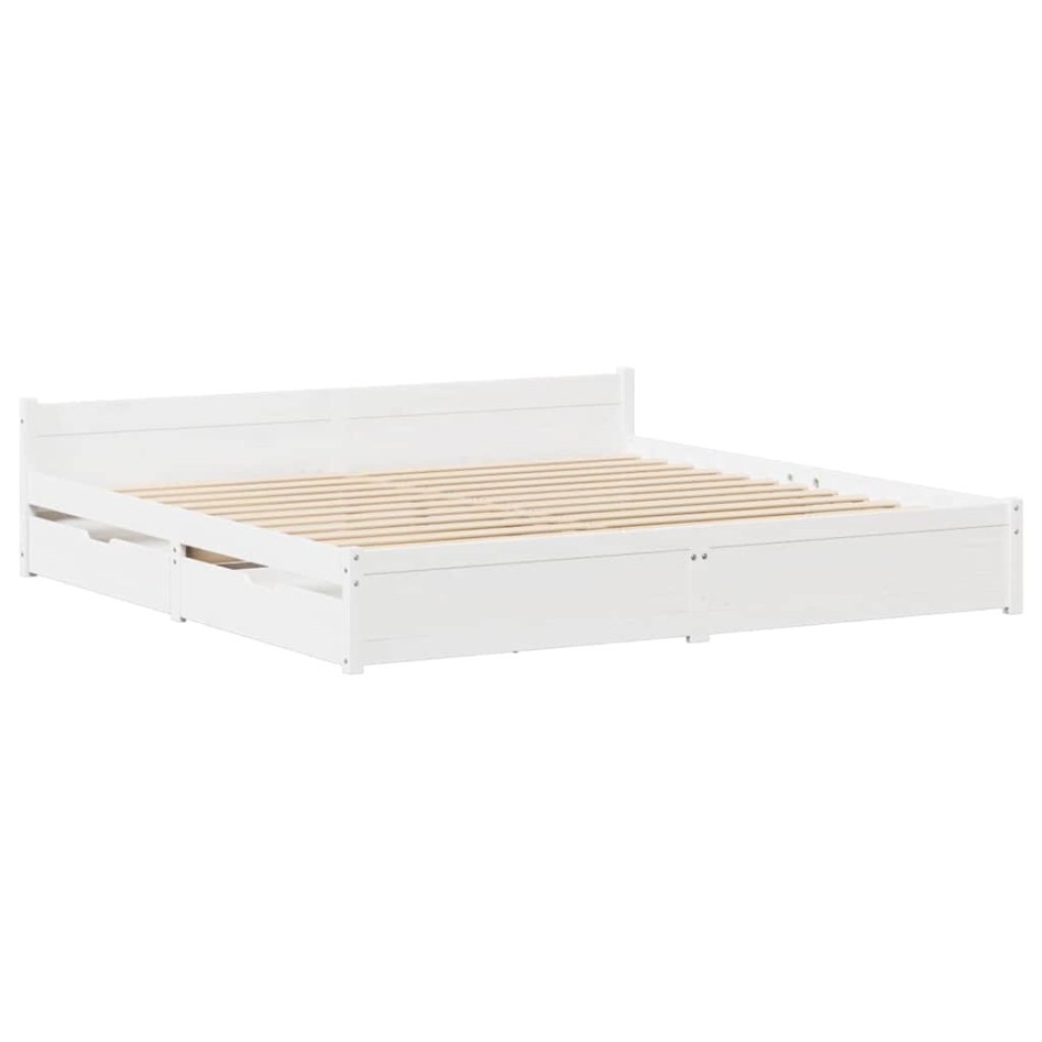 Estructura de cama sin colchón madera de pino blanca 150x200
