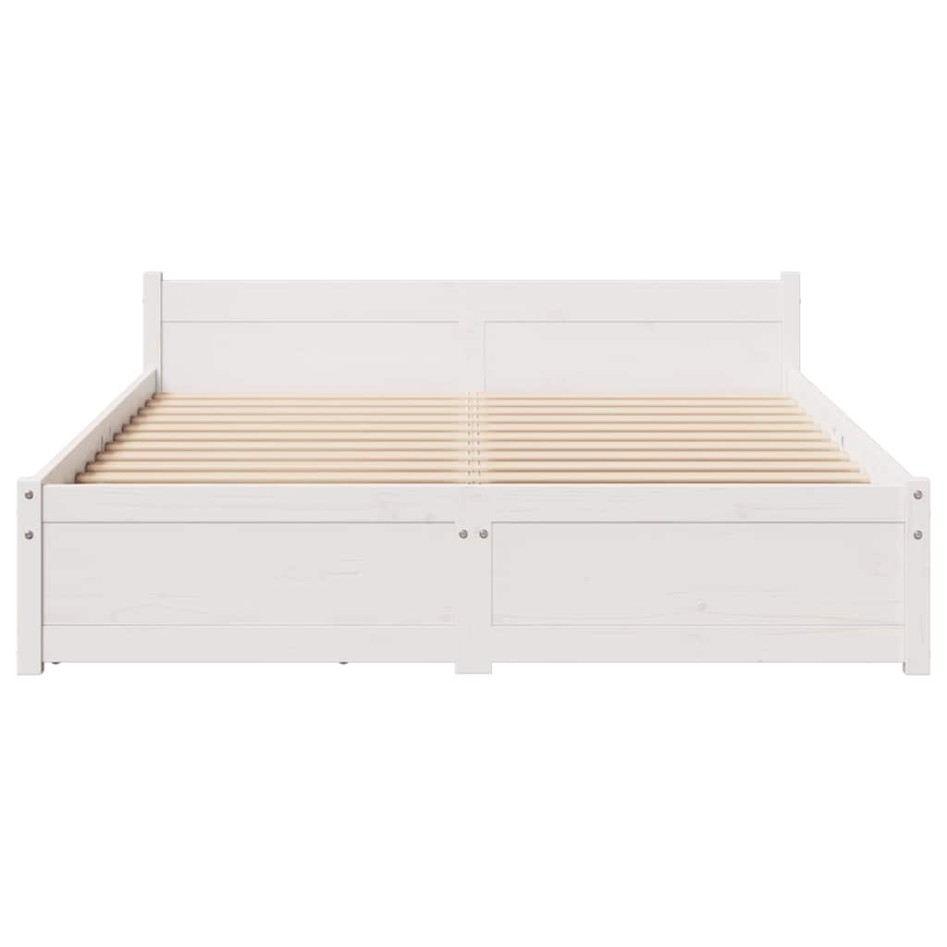 Estructura de cama sin colchón madera de pino blanca 150x200