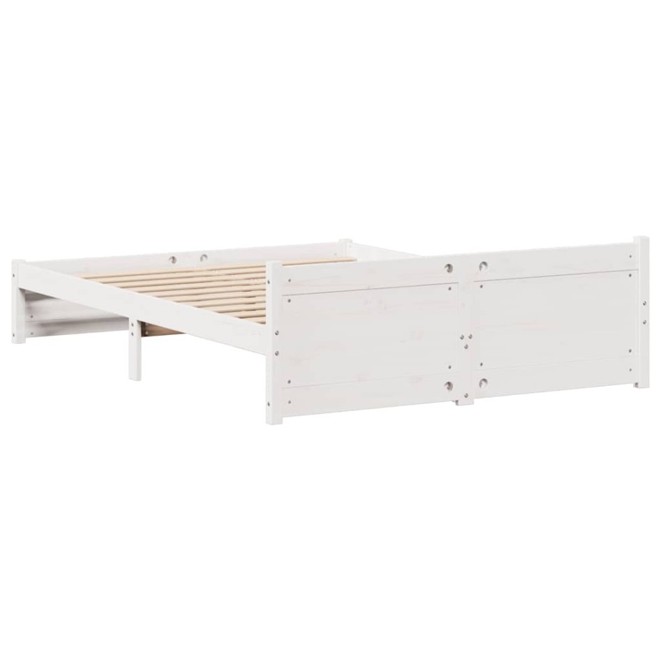 Estructura de cama sin colchón madera de pino blanca 150x200