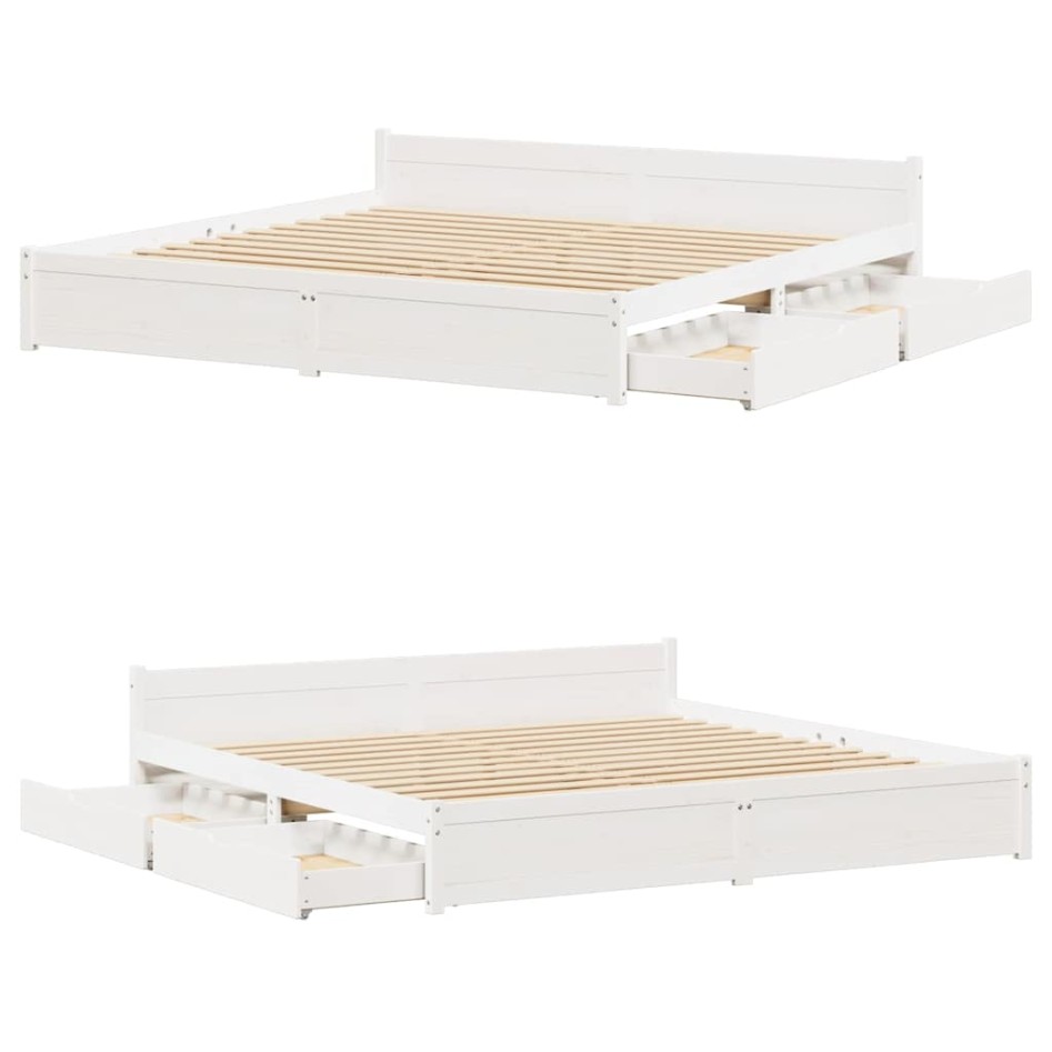 Estructura de cama sin colchón madera maciza de pino 160x200
