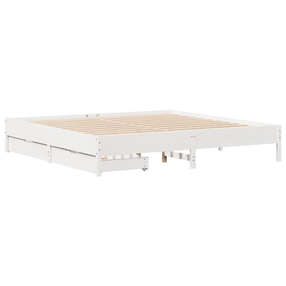 Cama sin colchón madera maciza de pino blanca 180x200