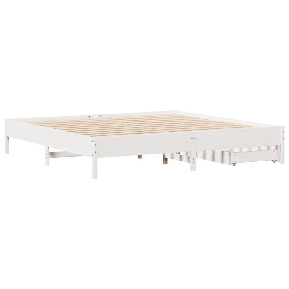 Cama sin colchón madera maciza de pino blanca 180x200