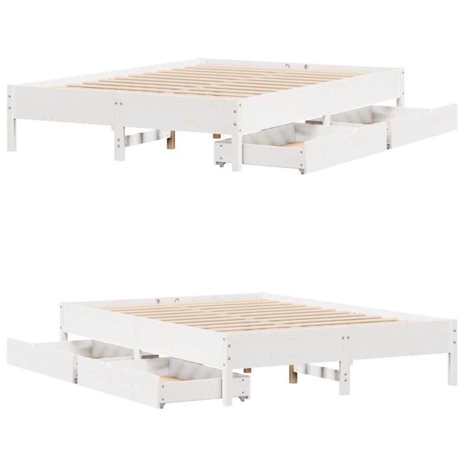 Estructura de cama sin colchón madera de pino blanca 120x200