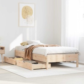 Estructura de cama sin colchón madera maciza de pino 100x200