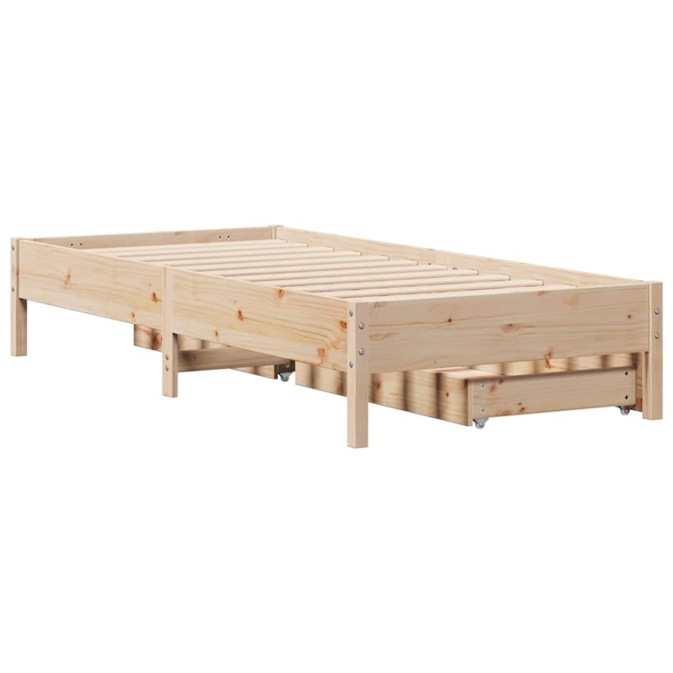 Estructura de cama sin colchón madera maciza de pino 100x200