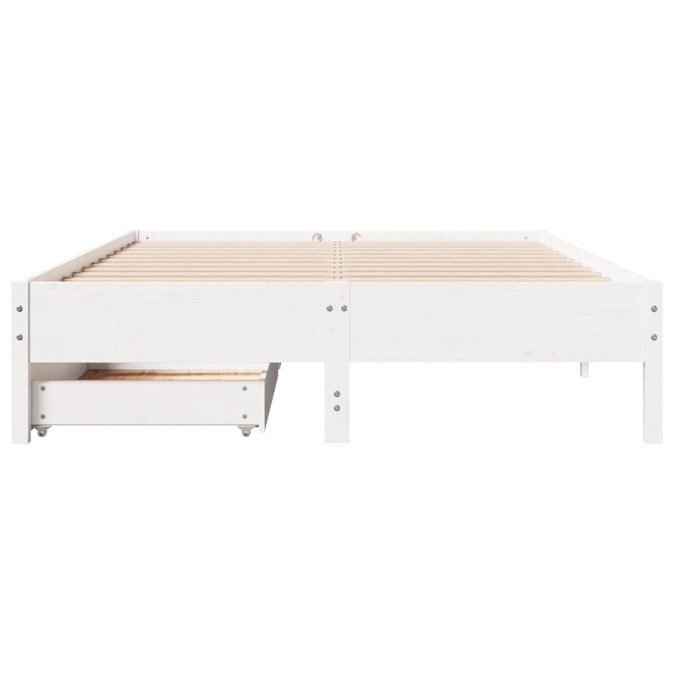 Estructura de cama sin colchón madera de pino blanca 140x190