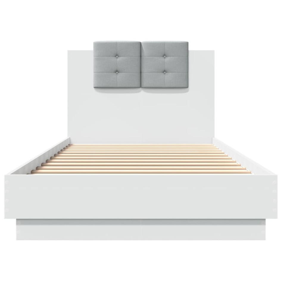 Estructura de cama con cabecero y luces LED blanco 90x200