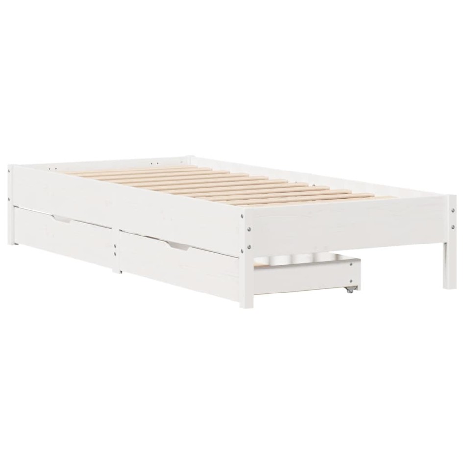 Estructura de cama sin colchón madera maciza blanca 75x190