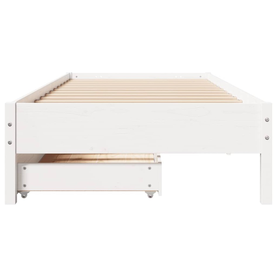 Estructura de cama sin colchón madera maciza blanca 75x190