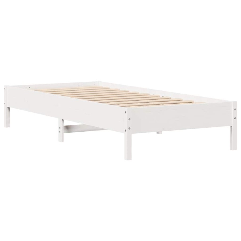 Estructura de cama sin colchón madera maciza blanca 75x190