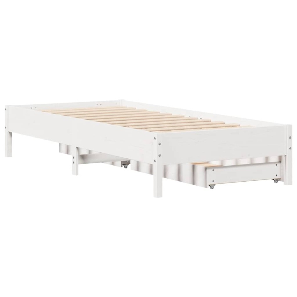 Estructura de cama sin colchón madera maciza blanca 75x190