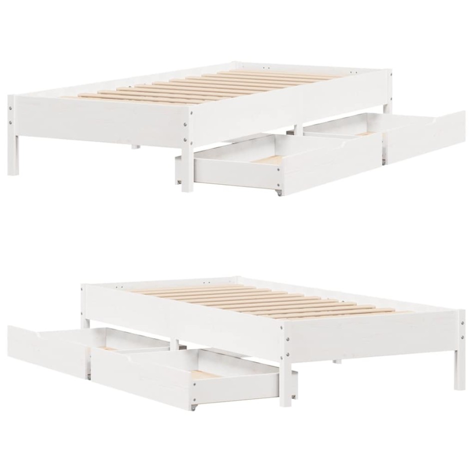Estructura de cama sin colchón madera maciza blanca 75x190