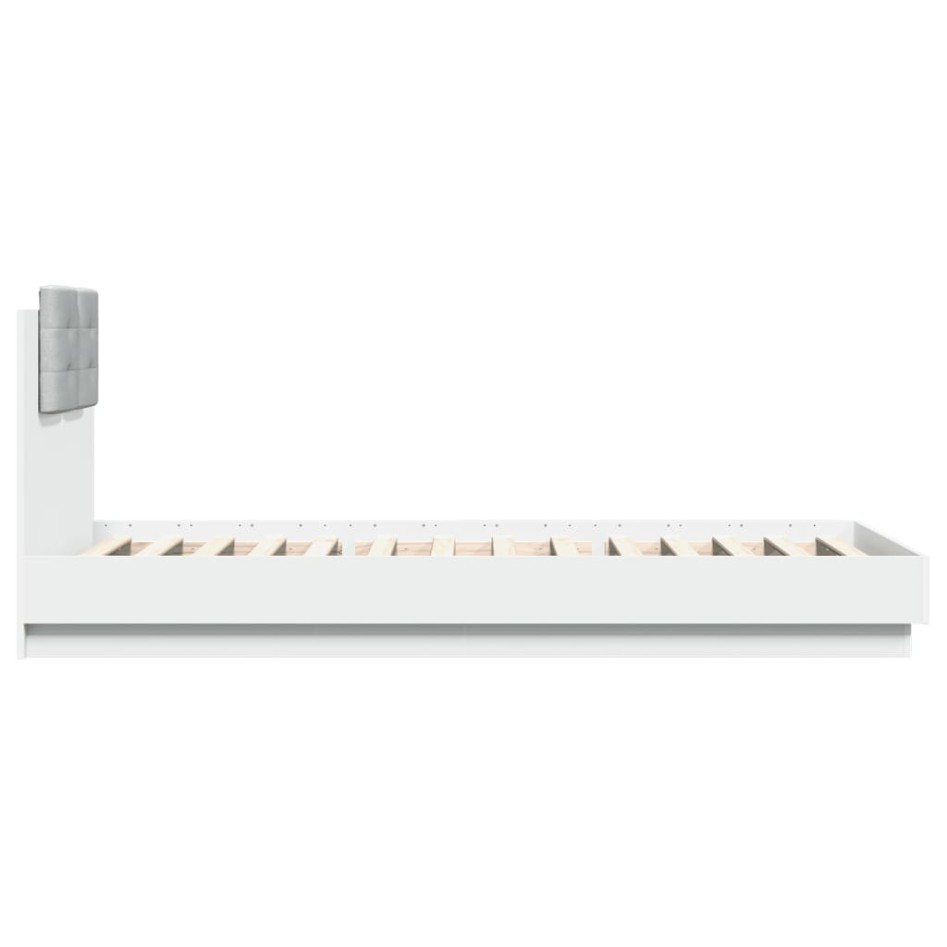 Estructura de cama con cabecero y luces LED blanco 90x200