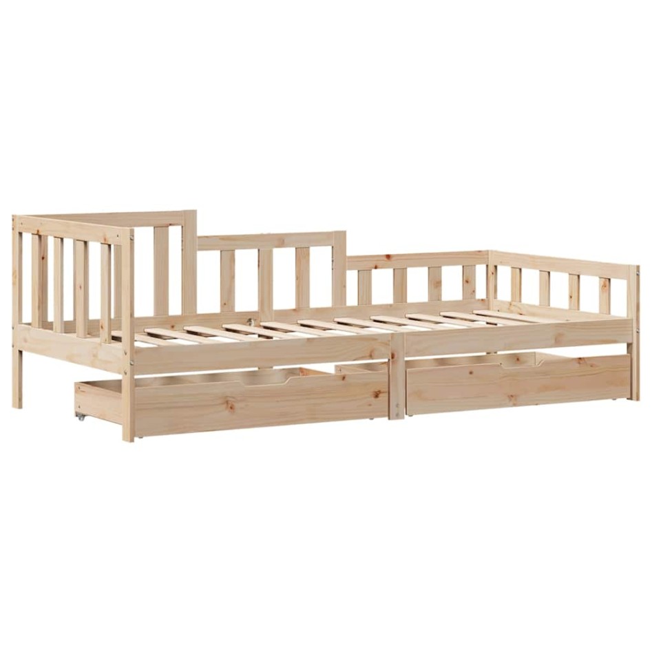 Sofá cama con cajones madera maciza de pino 90x200
