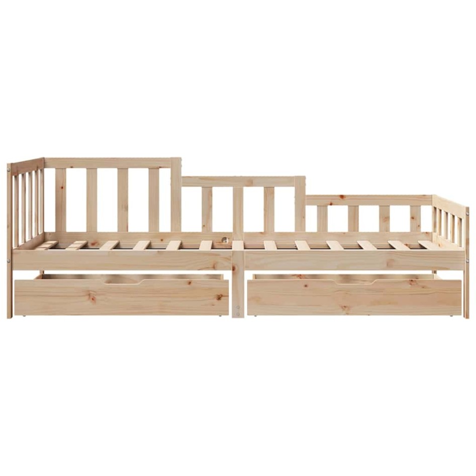Sofá cama con cajones madera maciza de pino 90x200
