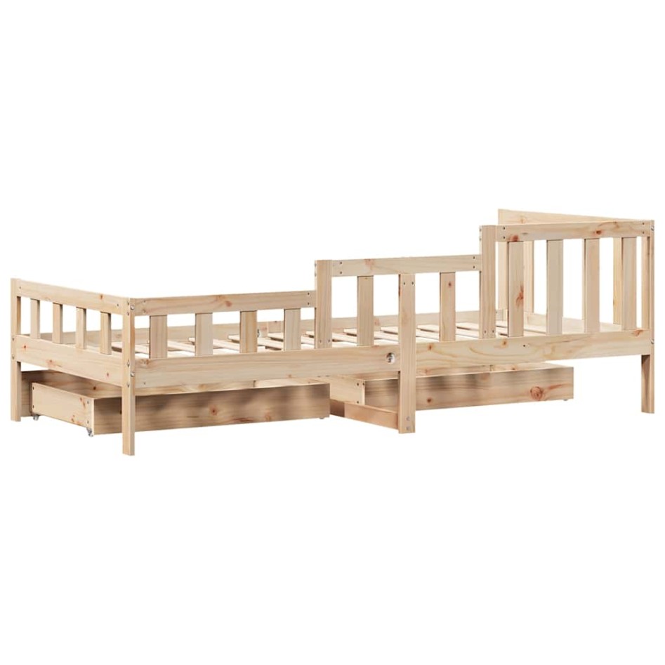 Sofá cama con cajones madera maciza de pino 90x200